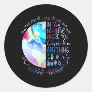 Kind Asl Alphabet American Sign Language Deaf Awar Classic Round Sticker
