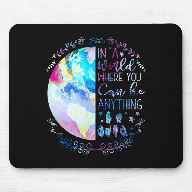 Kind Asl Alphabet American Sign Language Deaf Awar Mouse Mat (Front)