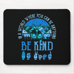 Kind Asl Autism Awareness Inspirational Retro Teac Mouse Mat
