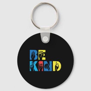 Kind Asl Love Sign Language Hand Autism Awareness Key Ring