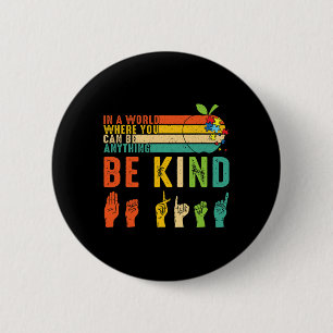 Kind Asl Sign Language Hand Autism Awareness Kindn 6 Cm Round Badge