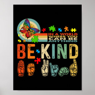 Kind Autism Awareness Asl Mum Teacher Kindness 19  Poster