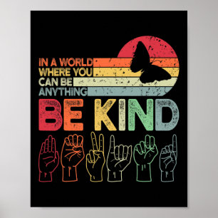 Kind Autism Awareness Asl Mum Teacher Kindness 20  Poster