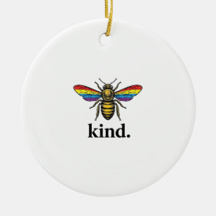Kind Bee Vintage Rainbow Wing Shirt Design (2)_1 Ceramic Tree Decoration