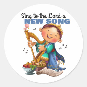 Kind David singing to God sticker page