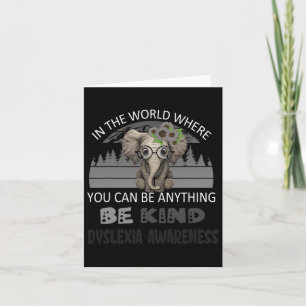 Kind Dyslexia Awareness Elephant Retro Background  Card
