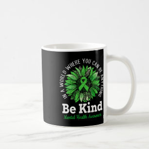 Kind Green Ribbon Sunflower Mental Health Awarenes Coffee Mug