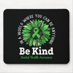Kind Green Ribbon Sunflower Mental Health Awarenes Mouse Mat