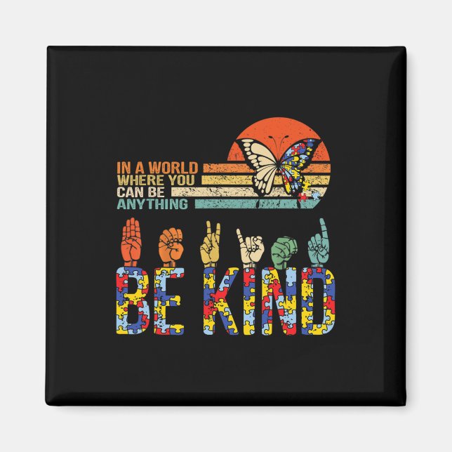 Kind Hand Sign Language Asl Puzzle Autism Awarenes Magnet (Front)