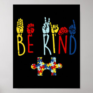 Kind Hand Sign Language Puzzle Autism Awareness As