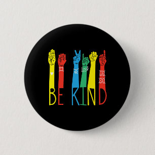 Kind Hand Sign Language Puzzle Autism Awareness As 6 Cm Round Badge