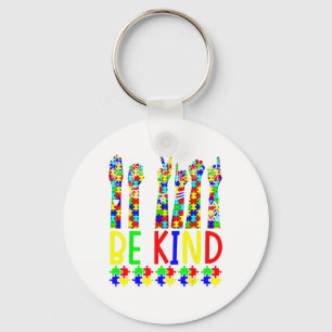 Kind Hand Sign Language Puzzle Autism Awareness As Key Ring