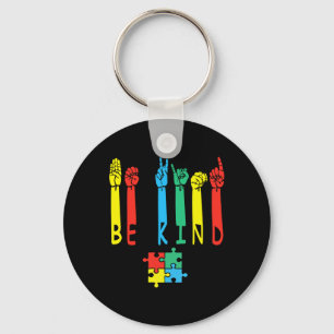Kind Hand Sign Language Puzzle Autism Awareness As Key Ring