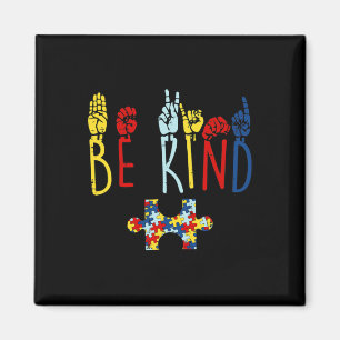 Kind Hand Sign Language Puzzle Autism Awareness As Magnet