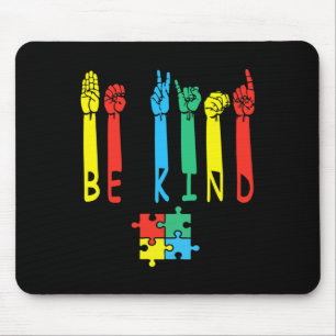 Kind Hand Sign Language Puzzle Autism Awareness As Mouse Mat