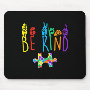 Kind Hand Sign Language Puzzle Autism Awareness As Mouse Mat