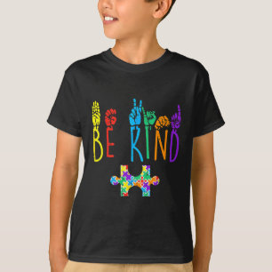Kind Hand Sign Language Puzzle Autism Awareness As T-Shirt