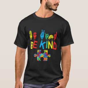 Kind Hand Sign Language Puzzle Autism Awareness As T-Shirt
