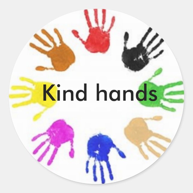 Kind- Hands Classic Round Sticker (Front)
