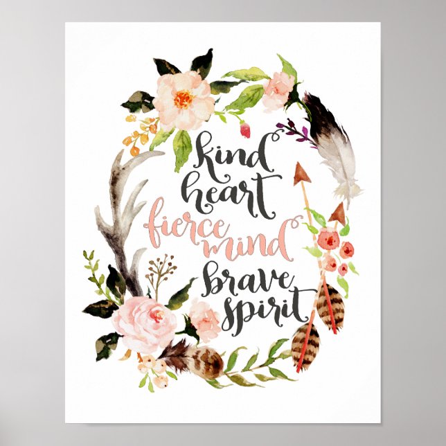 Kind Heart, Fierce Mind, Brave Spirit Poster (Front)