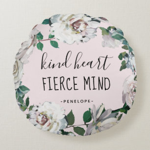 Kind Heart Fierce Mind Watercolor Floral Pillow