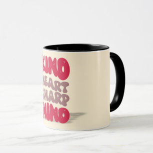 Kind Heart Sharp Mind Quote in Red Bubble font Mug