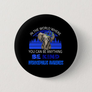 Kind Hydrocephalus Awareness Elephant Retro Backgr 6 Cm Round Badge