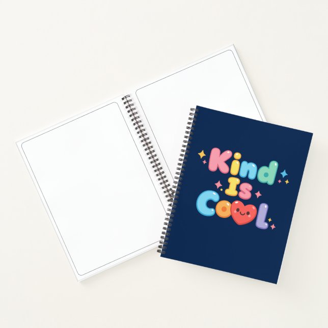 Kind is Cool Pastel Retro Bubble Typography Spiral Notebook (Inside)