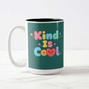 "Kind is Cool" Pastel Retro Typography Ceramic Mug