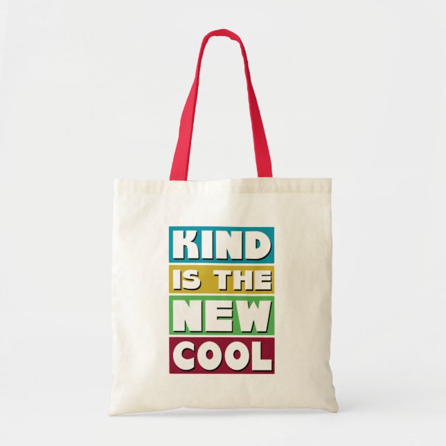 Kind is the New Cool - a Retro Kindness Tote Bag (Front)