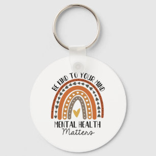 Kind Mental Health Problems Polka Dot Rainbow Awar Key Ring