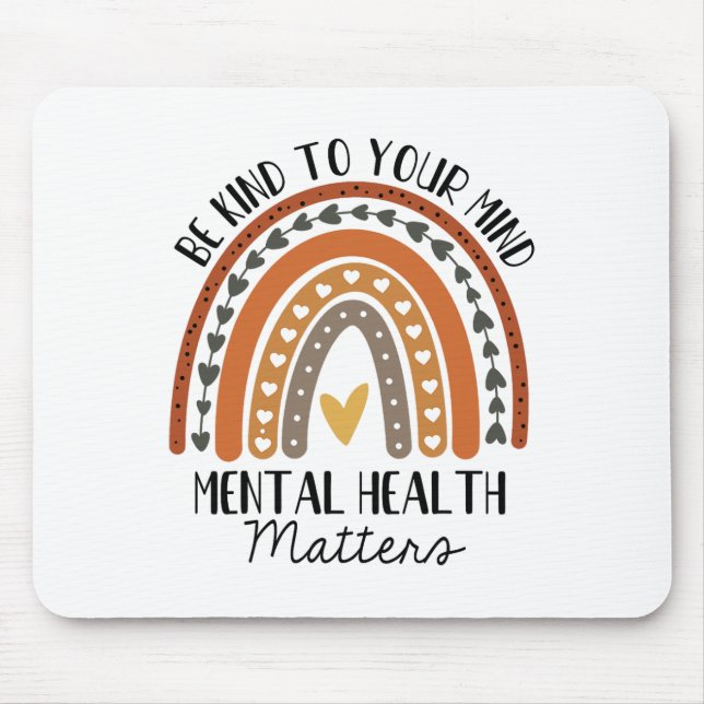 Kind Mental Health Problems Polka Dot Rainbow Awar Mouse Mat (Front)