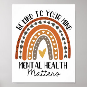 Kind Mental Health Problems Polka Dot Rainbow Awar Poster