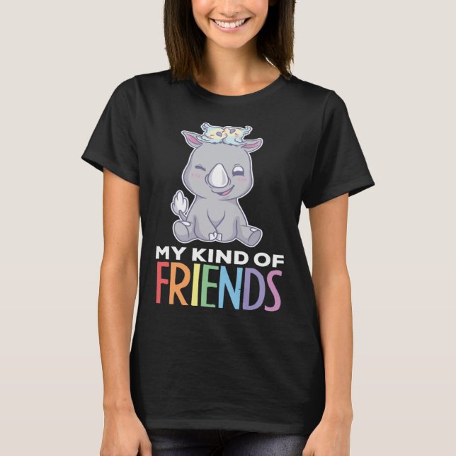 Kind Of Friends Parrot Bird Save Rhino Animal Kids T-Shirt (Front)