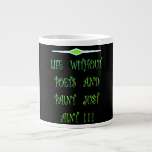 KIND OF GOTH POETS PAINT  BLACK LUMINOUSE GREEN LARGE COFFEE MUG
