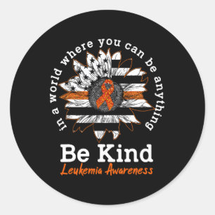Kind Orange Ribbon Sunflower Kindness Leukaemia Aw Classic Round Sticker