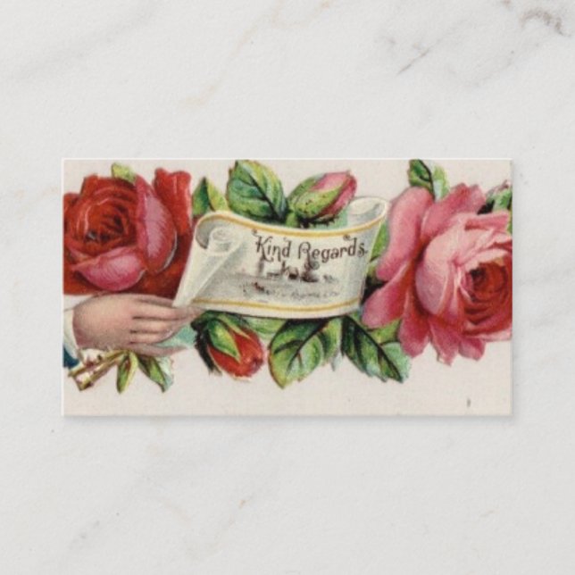 Kind Reguards Roses- Victorian Calling Card (Front)