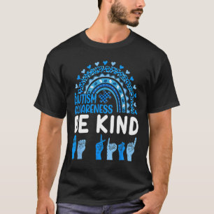 Kind Sign Language Asl Puzzle Rainbow Autism Aware T-Shirt