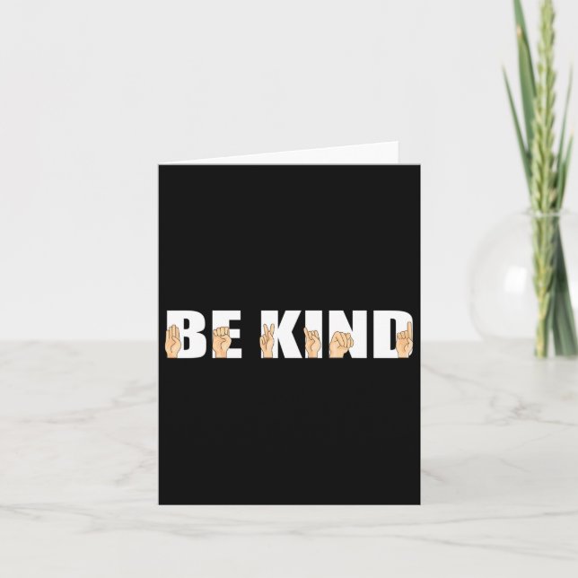 Kind Sign Language Deaf  Card (Front)
