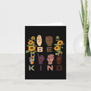 Kind Sign Language Hand Sunflower Autism Awareness Card