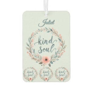 Kind Soul Floral Wreath Watercolor Quote Car Air Freshener