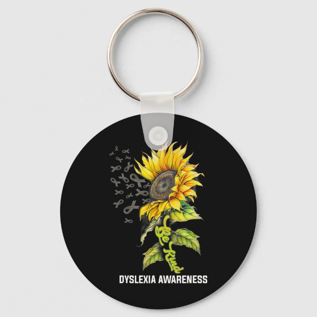 Kind Sunflower Dyslexia Awareness  Key Ring (Front)