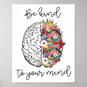 Kind To Your Mind Fun Women Mental Health Awarenes Poster