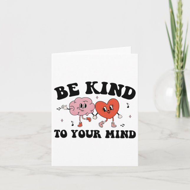 Kind To Your Mind Groovy Retro Mental Health Aware Card (Front)