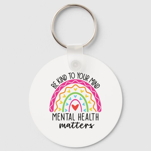 Kind To Your Mind Leopard Rainbow Mental Health Pr Key Ring (Front)