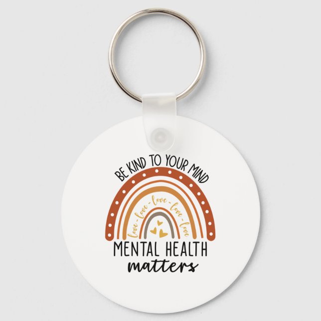 Kind To Your Mind Leopard Rainbow Mental Health Pr Key Ring (Front)