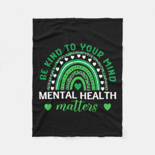 Kind To Your Mind Mental Health Awareness Rainbow Fleece Blanket