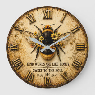 Kind Words Are Like Honey Bee Rustic Farmhouse Large Clock