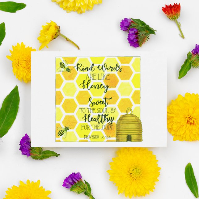 Kind Words Are Like Honey Inspirational Postcard (Creator Uploaded)