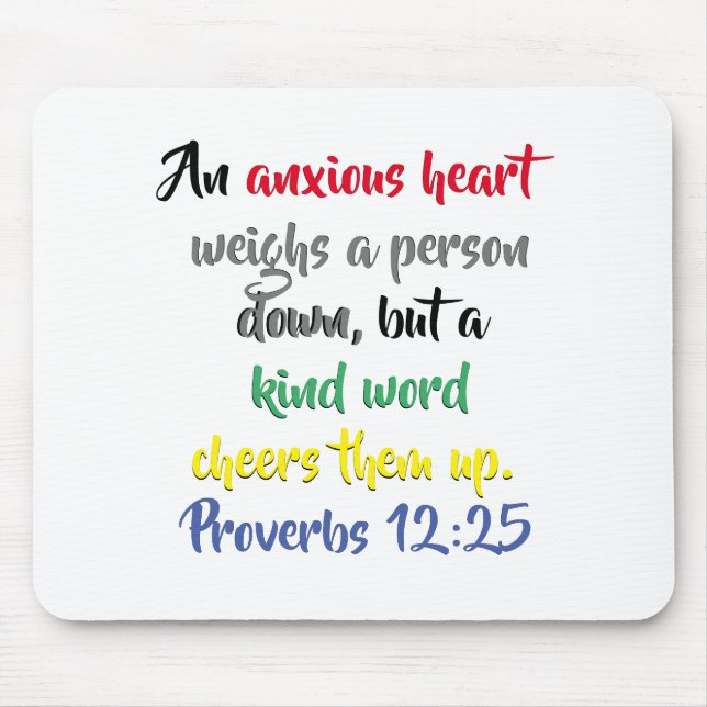 Kind Words For An Anxiety Colourful Bible Verse Mouse Mat (Front)